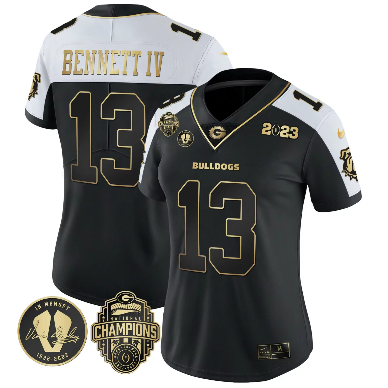 Personalized Alternate stetson bennett georgia bulldogs 2023 vince dooley patch alternate gold jersey all stitched 7248