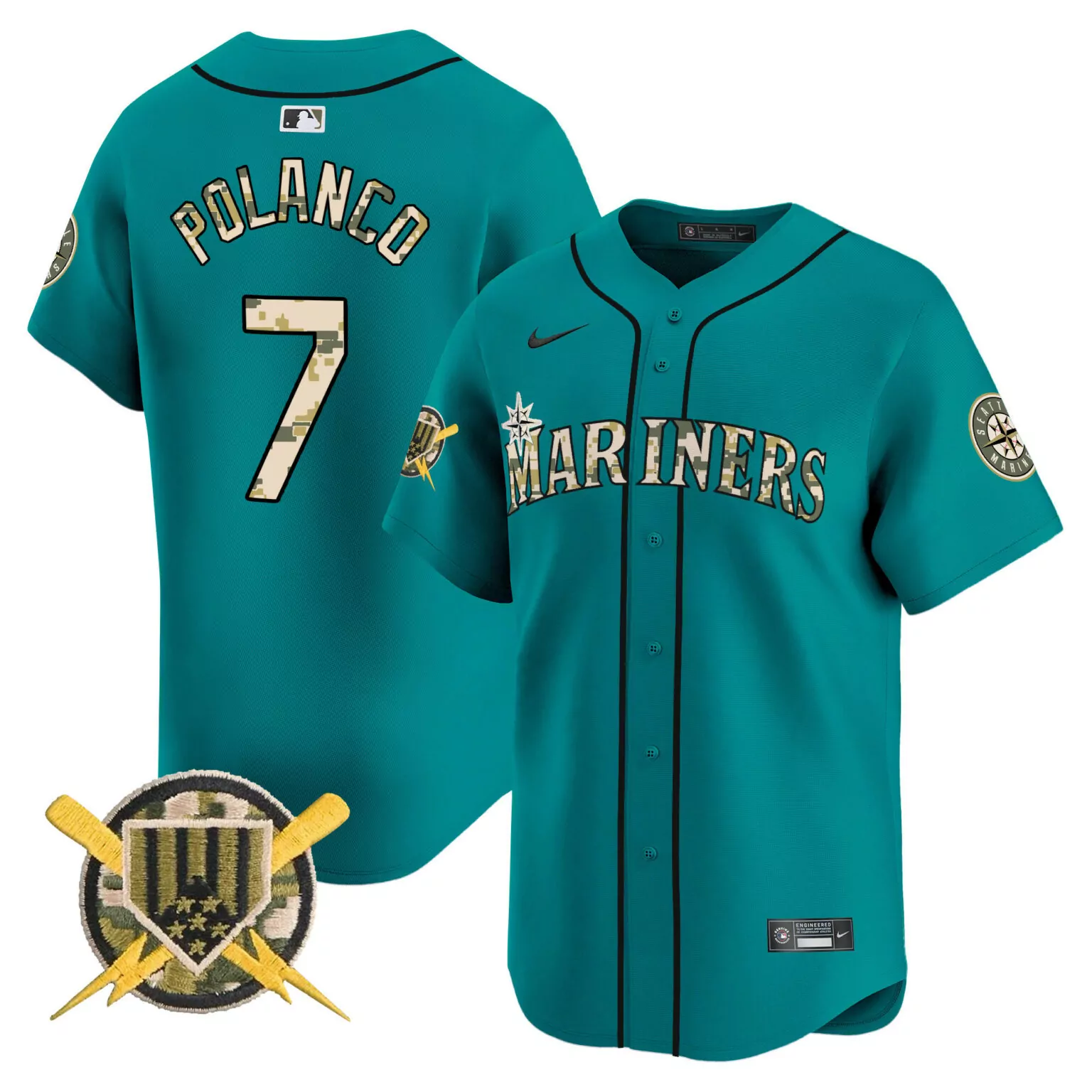 Personalized Aqua jorge polanco seattle mariners armed forces day jersey all stitched 1201
