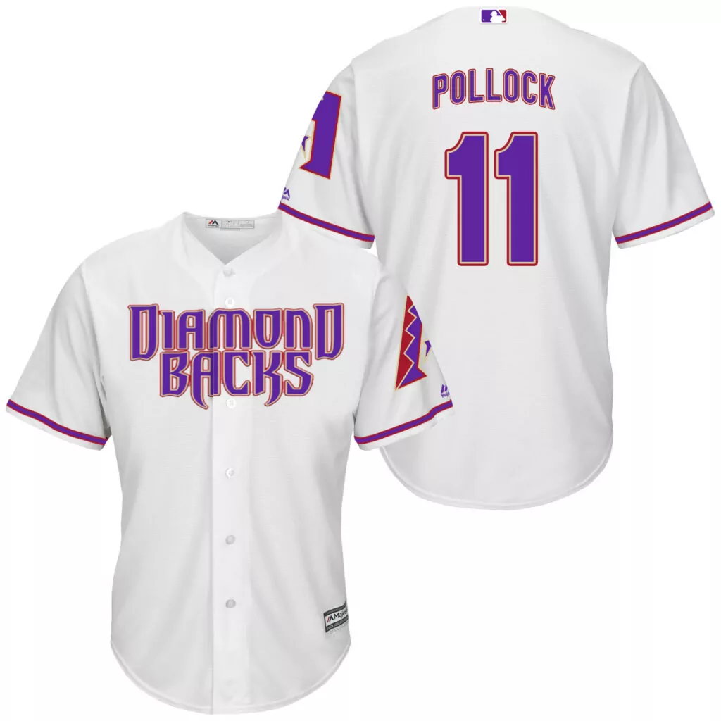 Personalized Arizona diamondbacks 11 aj pollock white purple new cool base jersey 7315