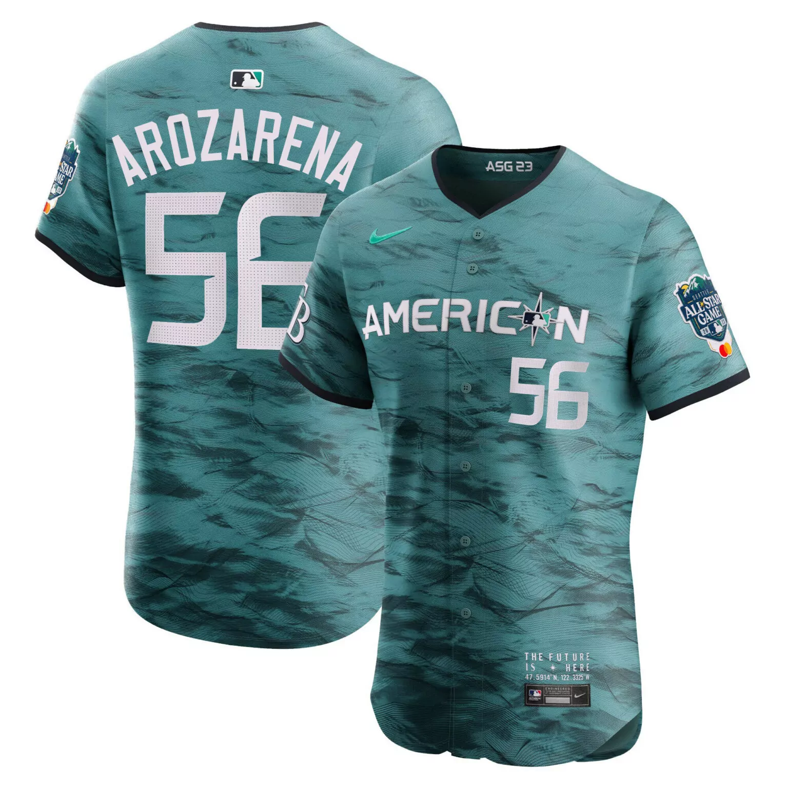 Customizable Arozarena seattle mariners american league 2023 all star game teal jersey all stitched 4629