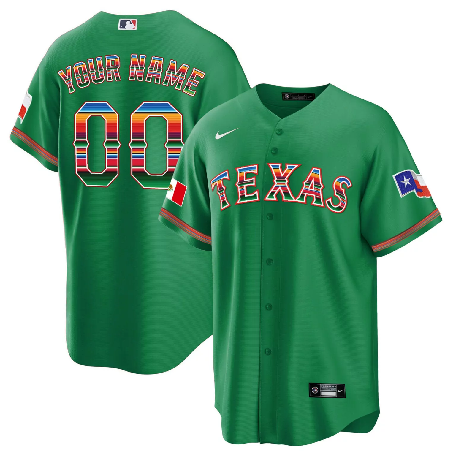 Customizable Away green texas rangers mexican heritage night custom jersey all stitched 3948