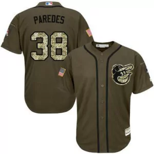 Custom Baltimore orioles 38 jimmy paredes green salute to service stitched jersey 7578