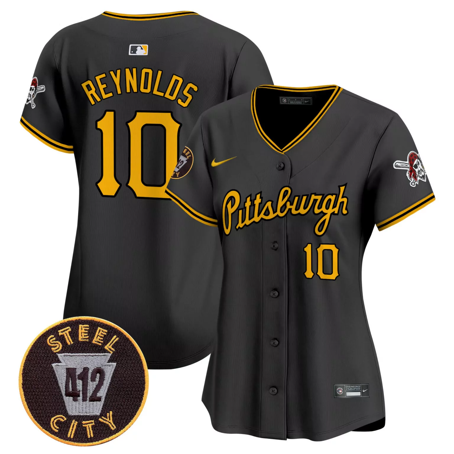 Customizable Black bryan reynolds pittsburgh pirates 412 patch jersey v4 all stitched 3519
