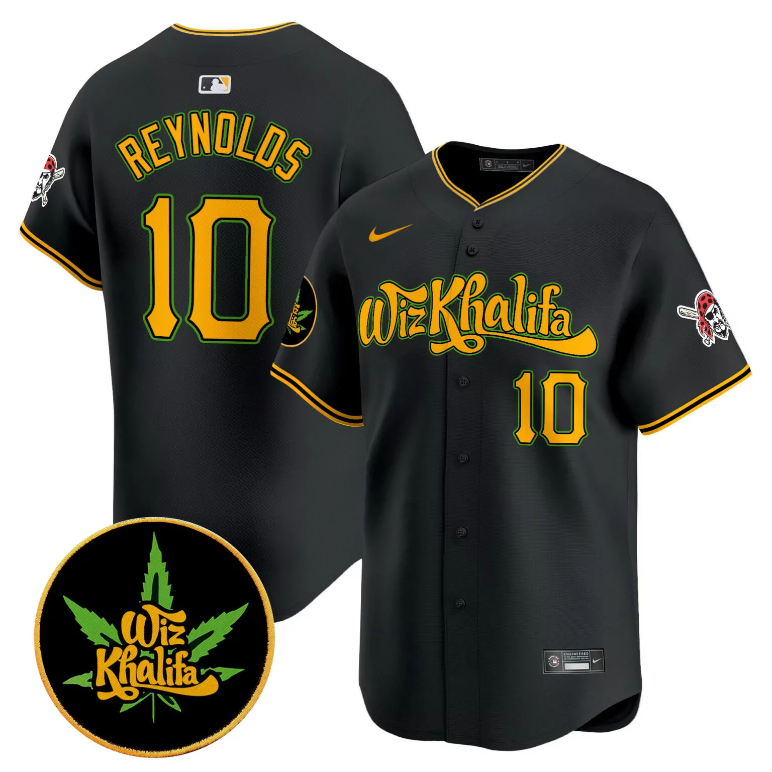 Personalized Black bryan reynolds pittsburgh pirates wiz khalifa jersey all stitched 6852