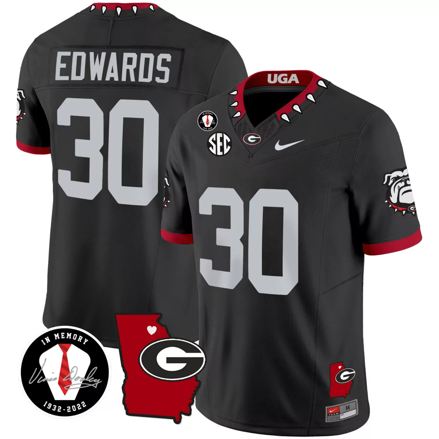 Personalized Black daijun edwards georgia bulldogs 2023 jersey v4 georgia map all stitched 5389