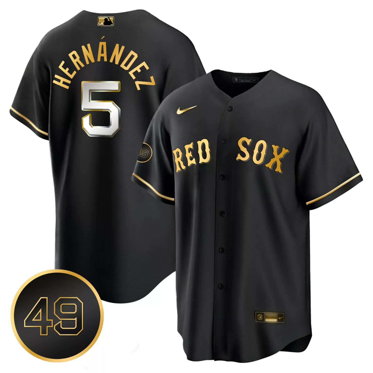 Custom Black enrique hernandez boston red sox 49 tim wakefield patch jersey all stitched 7323