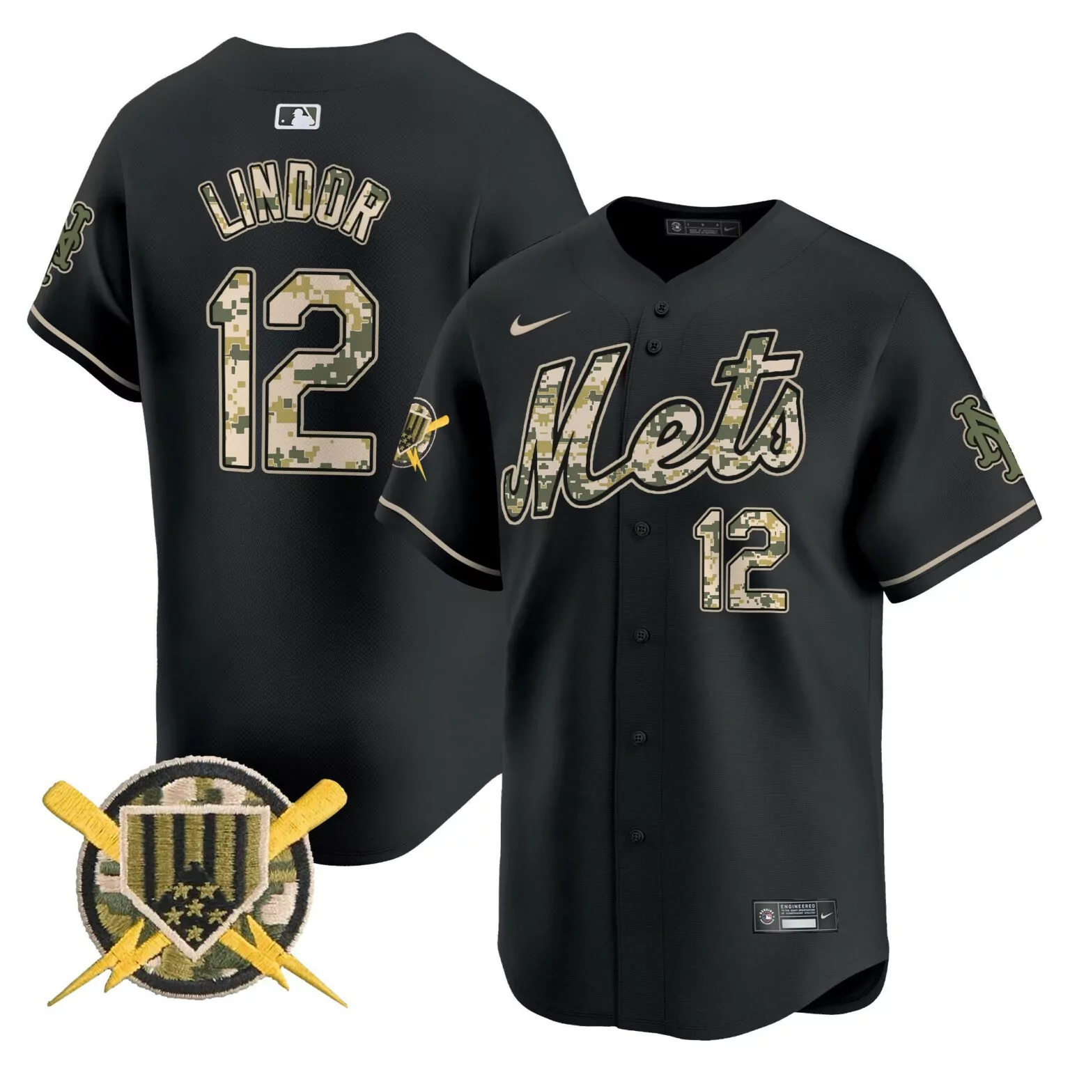 Customizable Black francisco lindor new york mets armed forces day jersey all stitched 9677