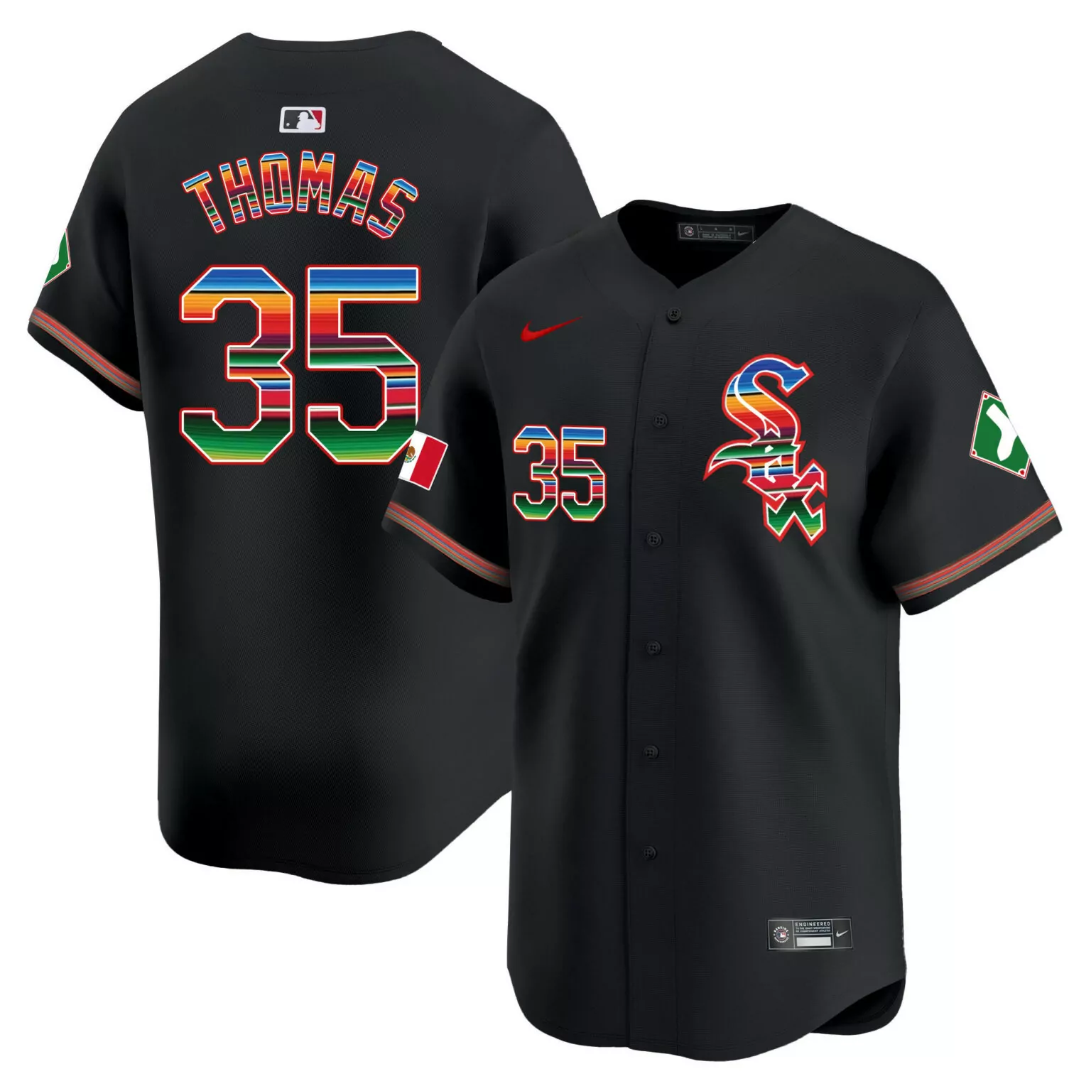 Personalized Black frank thomas chicago white sox mexico jersey v2 all stitched 6185