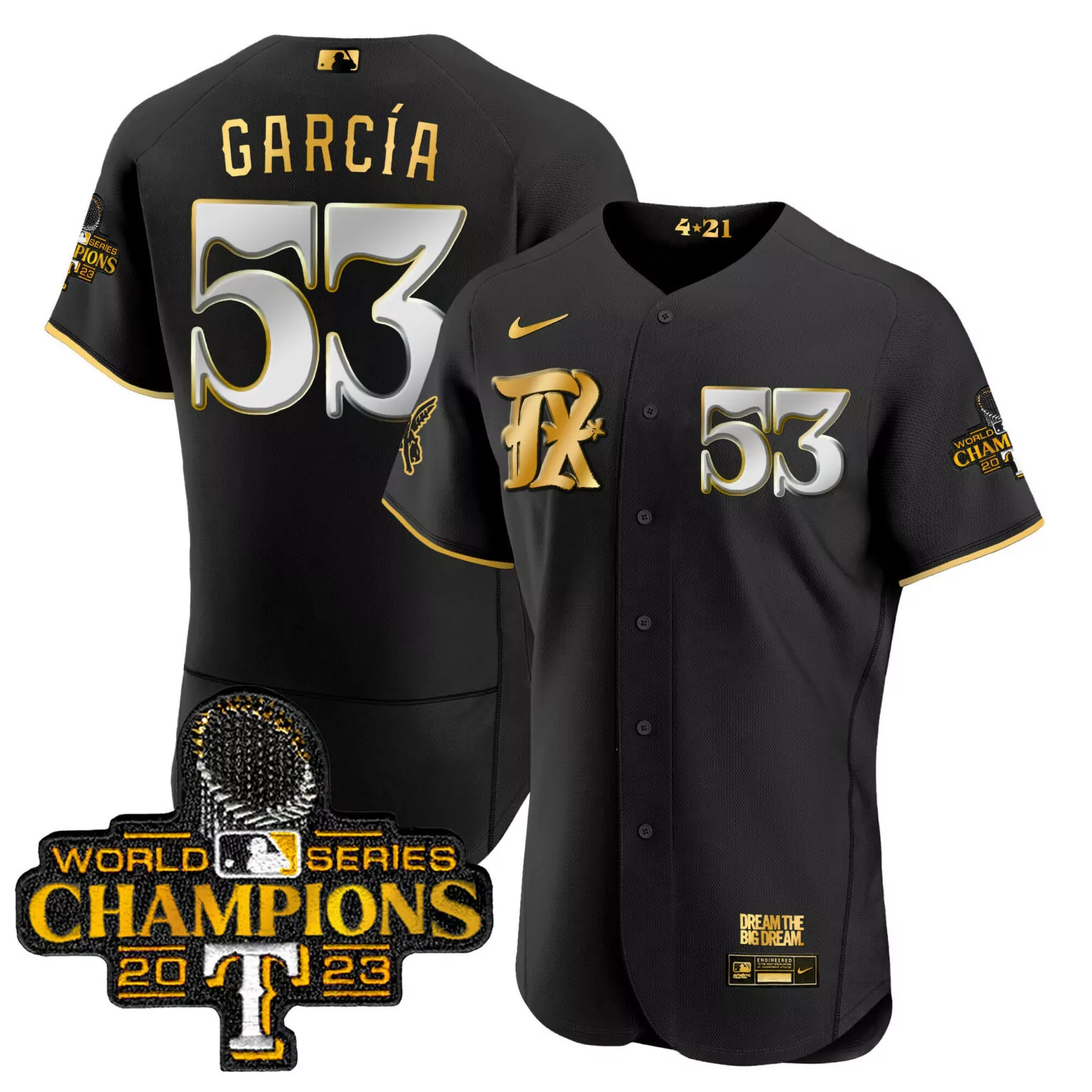 Customizable Black gold adolis garcia texas rangers 2023 world series champions city connect flex gold jersey all stitched 3076