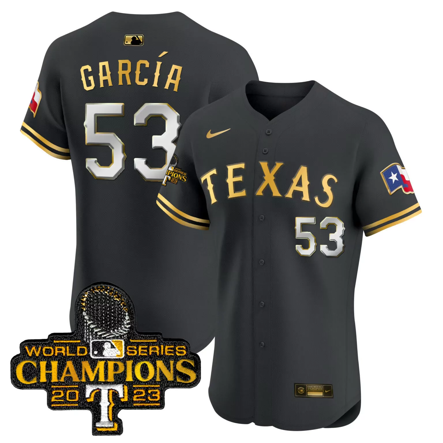 Customizable Black gold adolis garcia texas rangers world series champions jersey all stitched 6725