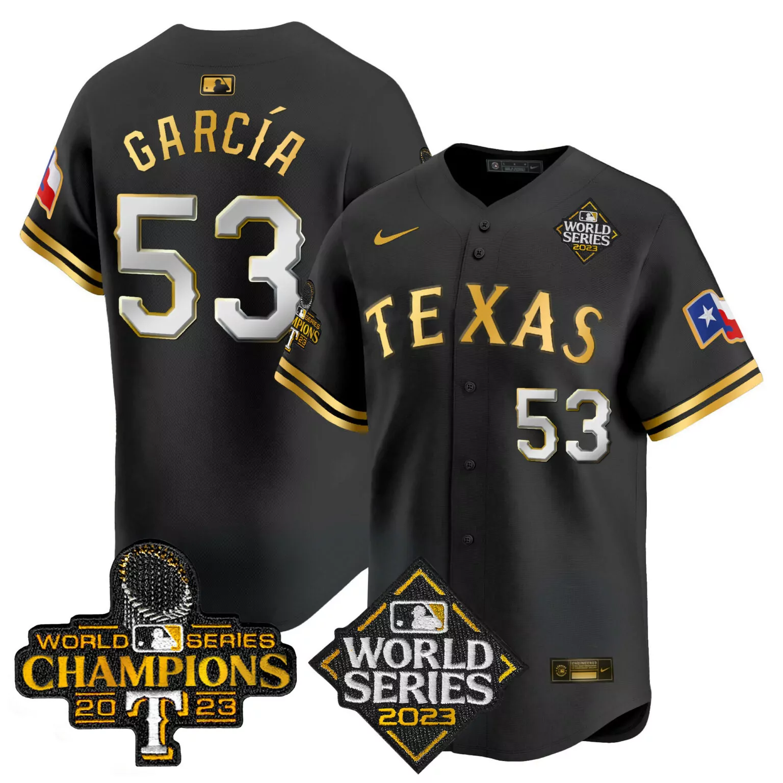 Customizable Black gold adolis garcia texas rangers world series champions jersey v4 all stitched 6333