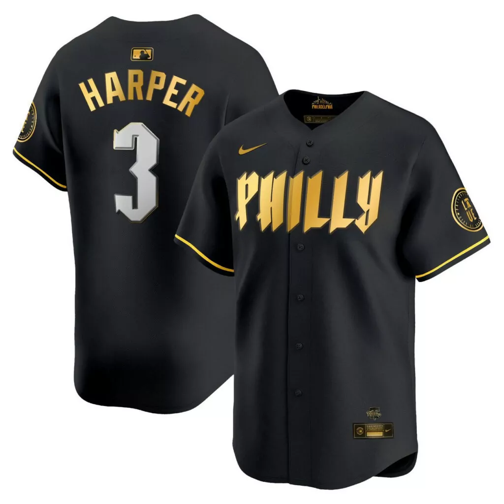 Personalized Black gold bryce harper philadelphia phillies blue 2024 city connect jersey 5432