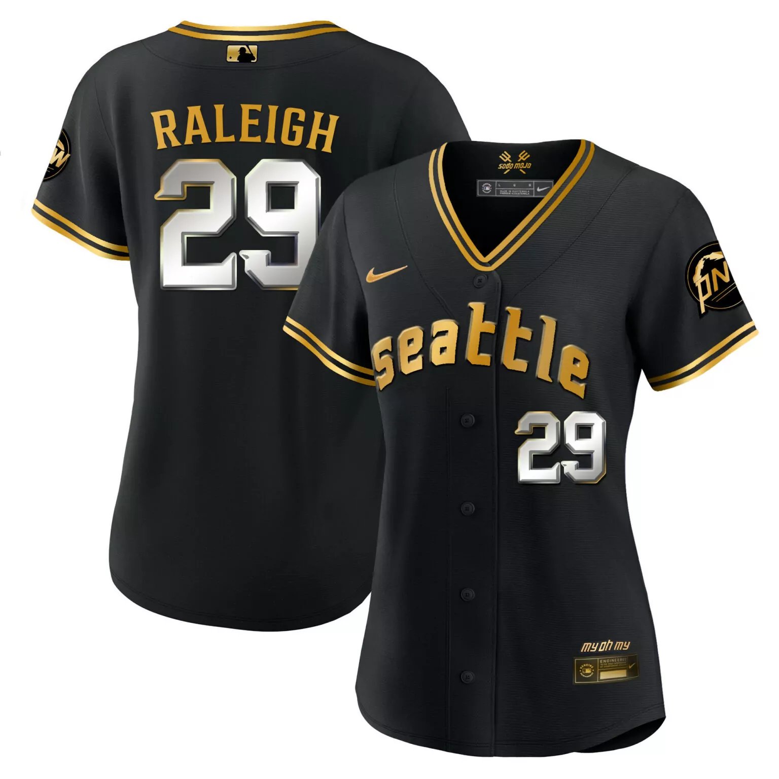 Personalized Black gold cal raleigh seattle mariners 2023 city connect gold fan made jersey all stitched 8069