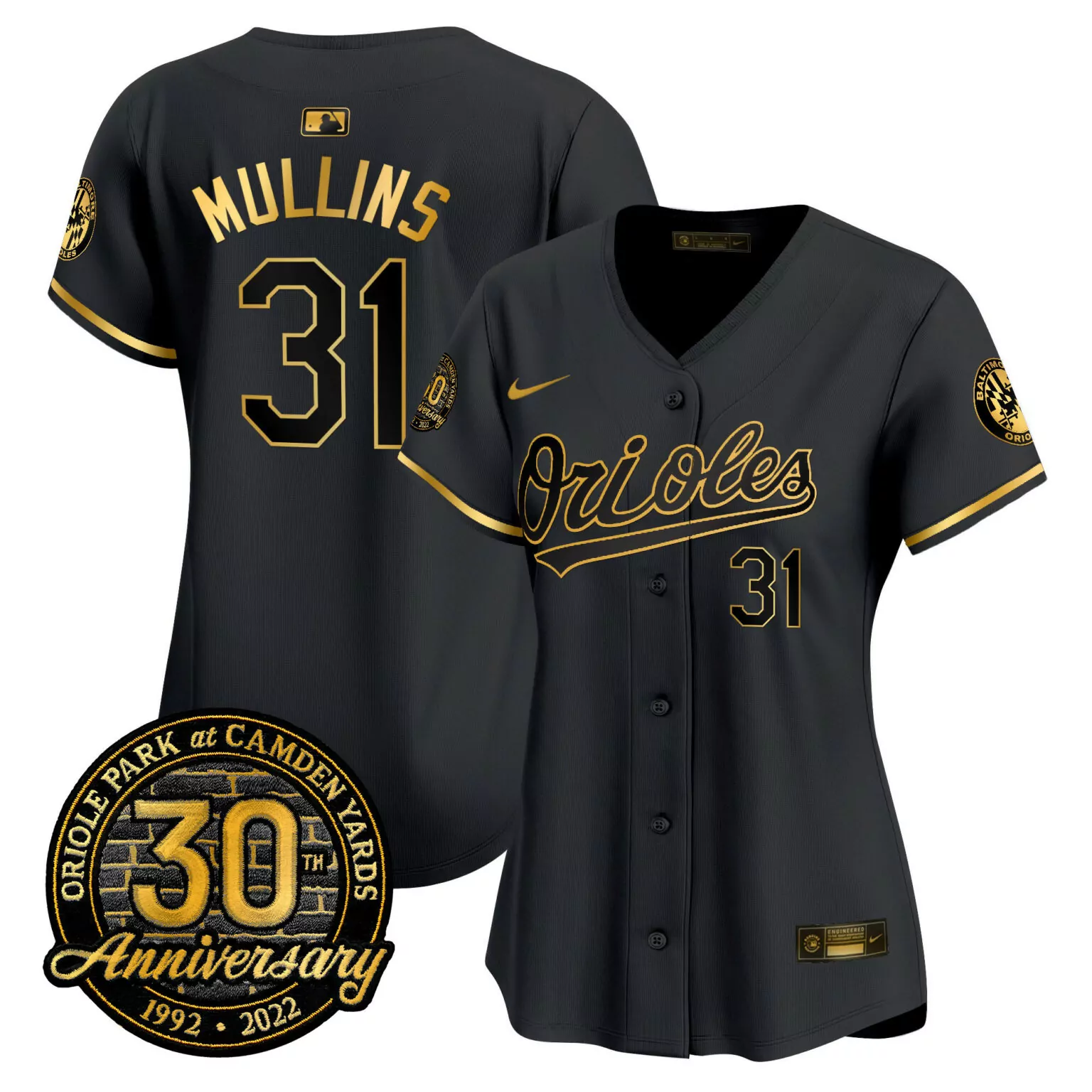 Custom Black gold cedric mullins baltimore orioles camden yards 30th anniversary patch jersey all stitched 8114