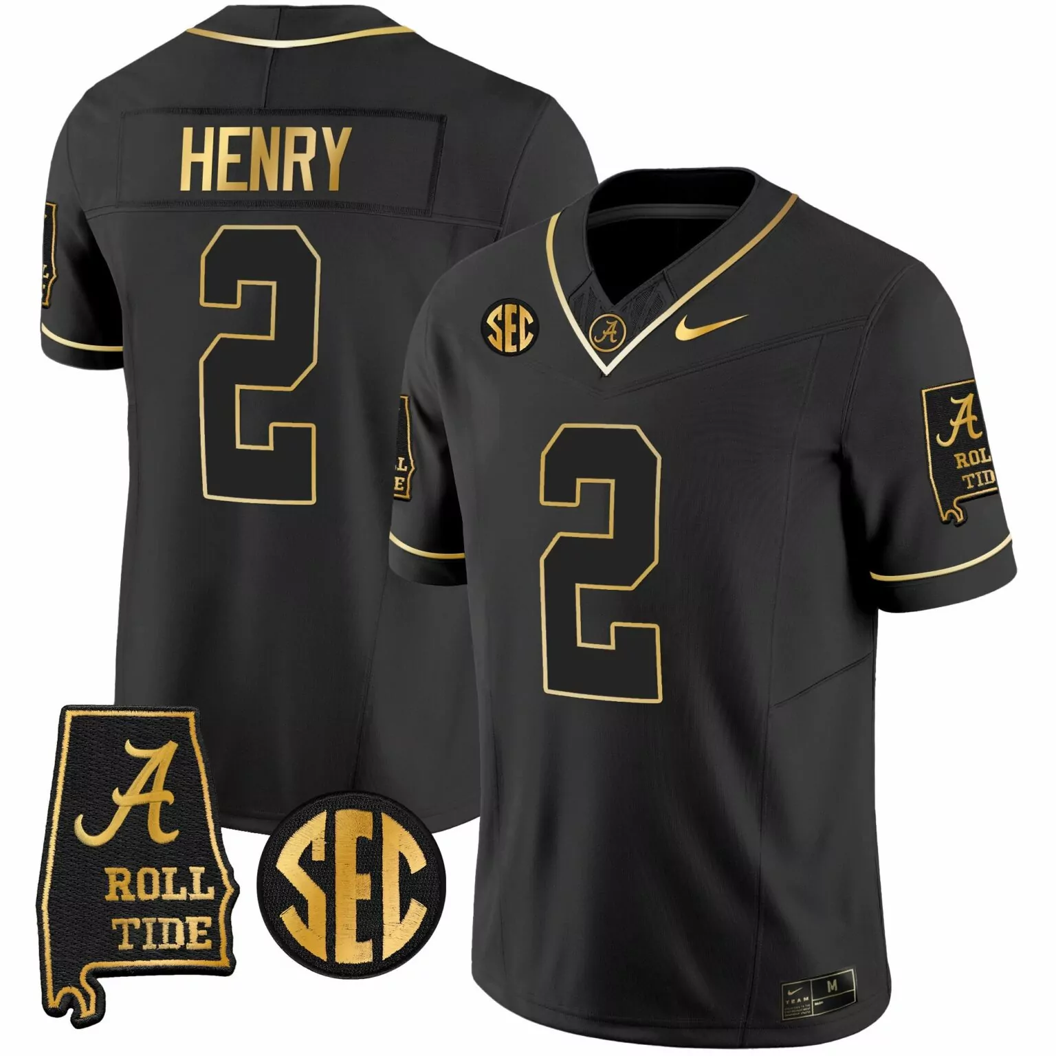 Customizable Black gold derrick henry alabama crimson tide vapor gold jersey v3 alabama map all stitched 7342