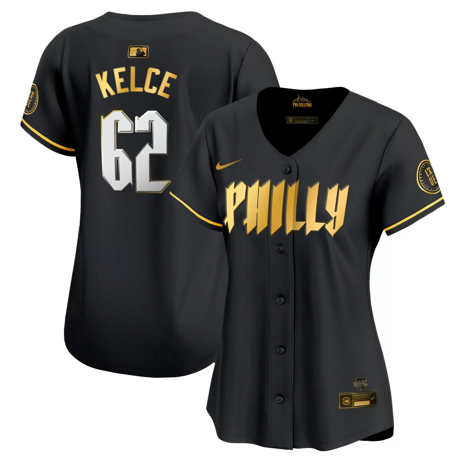 Customizable Black gold jason kelce philadelphia phillies 2024 city connect jersey all stitched 2472