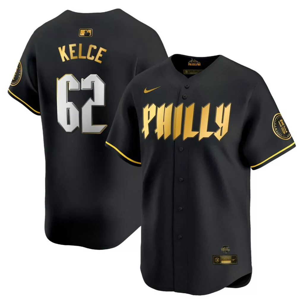 Custom Black gold jason kelce philadelphia phillies blue 2024 city connect jersey 6003