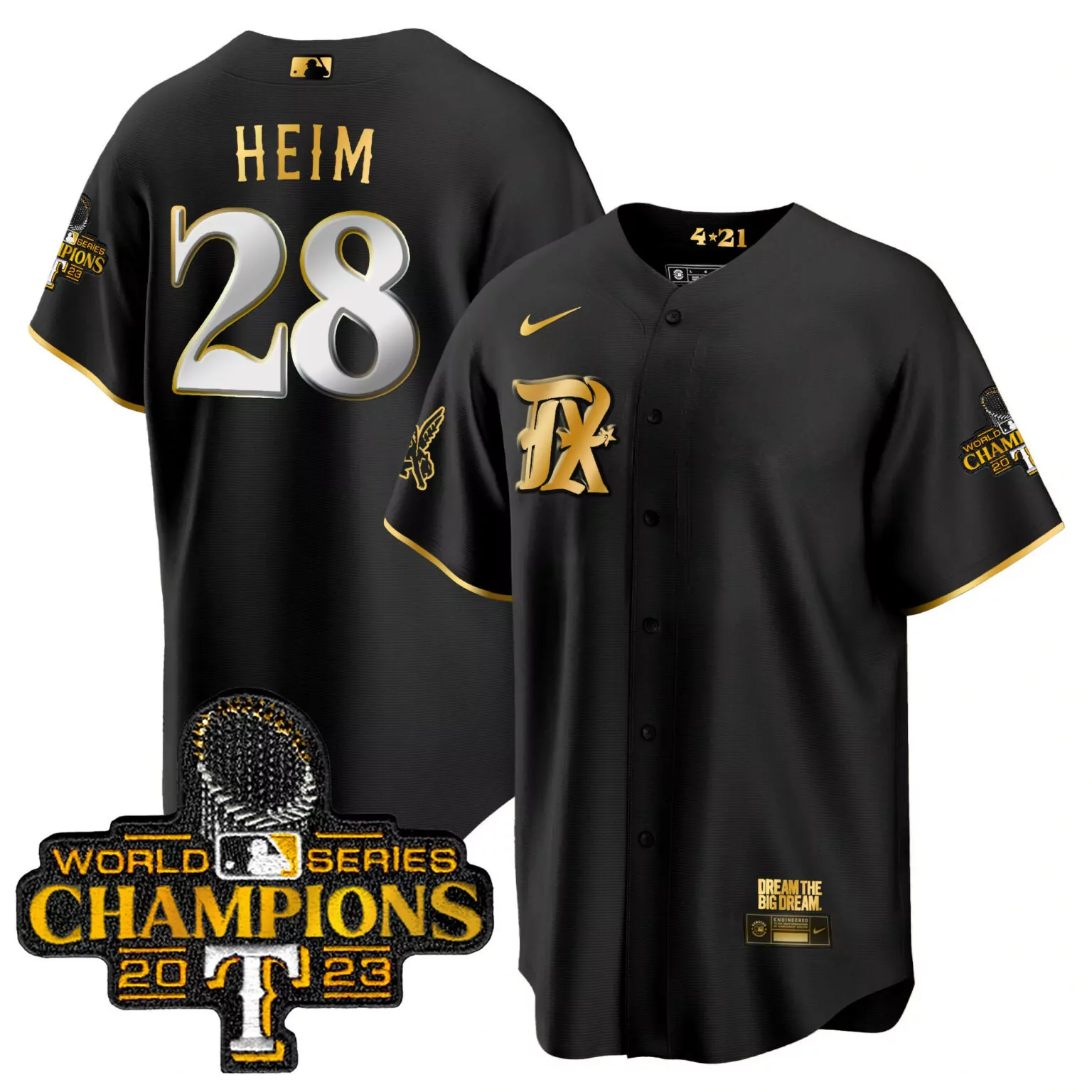 Custom Black gold jonah heim texas rangers 2023 world series champions city connect cool gold jersey all stitched 5209