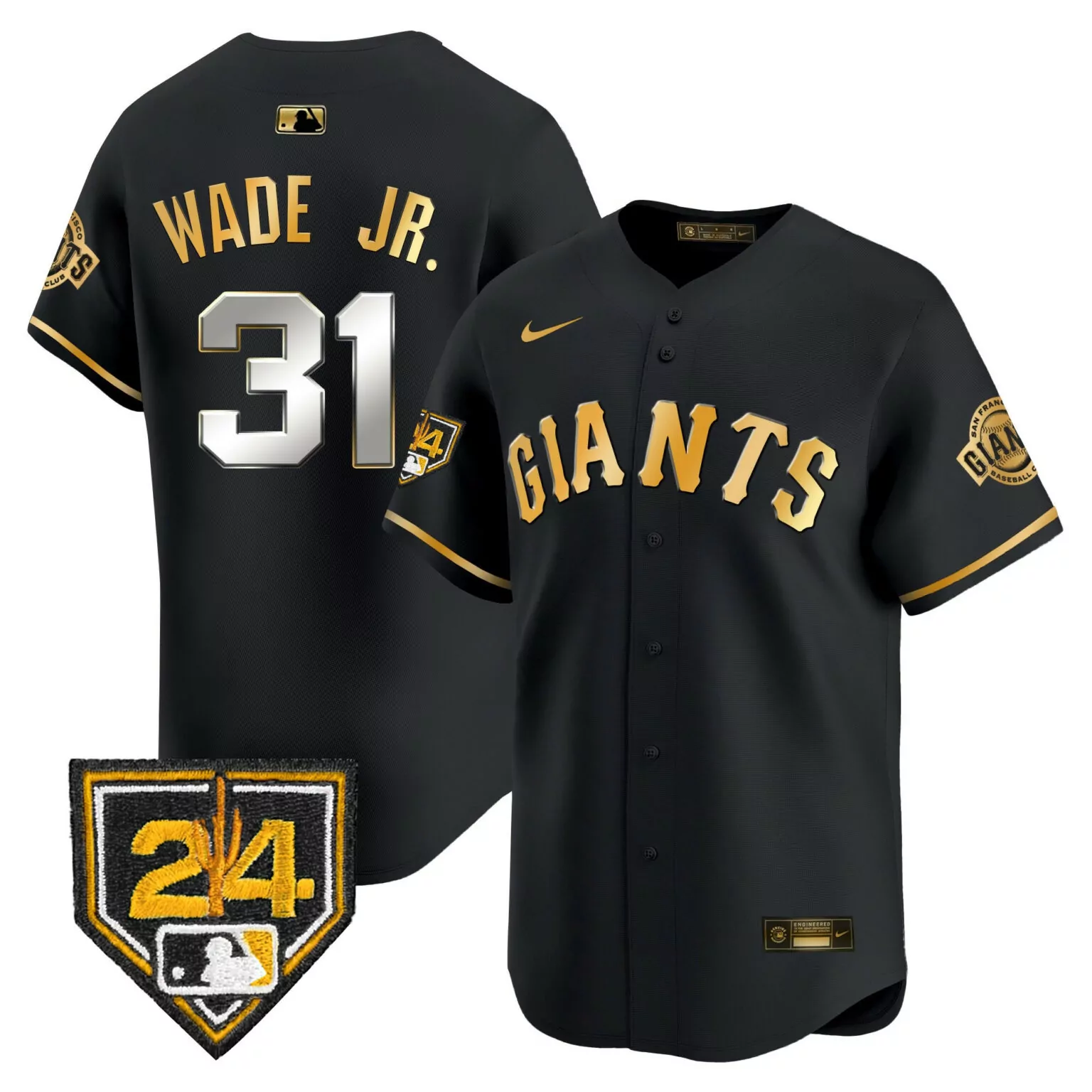 Custom Black gold lamonte wade jr san francisco giants 2024 spring training jersey all stitched 8086