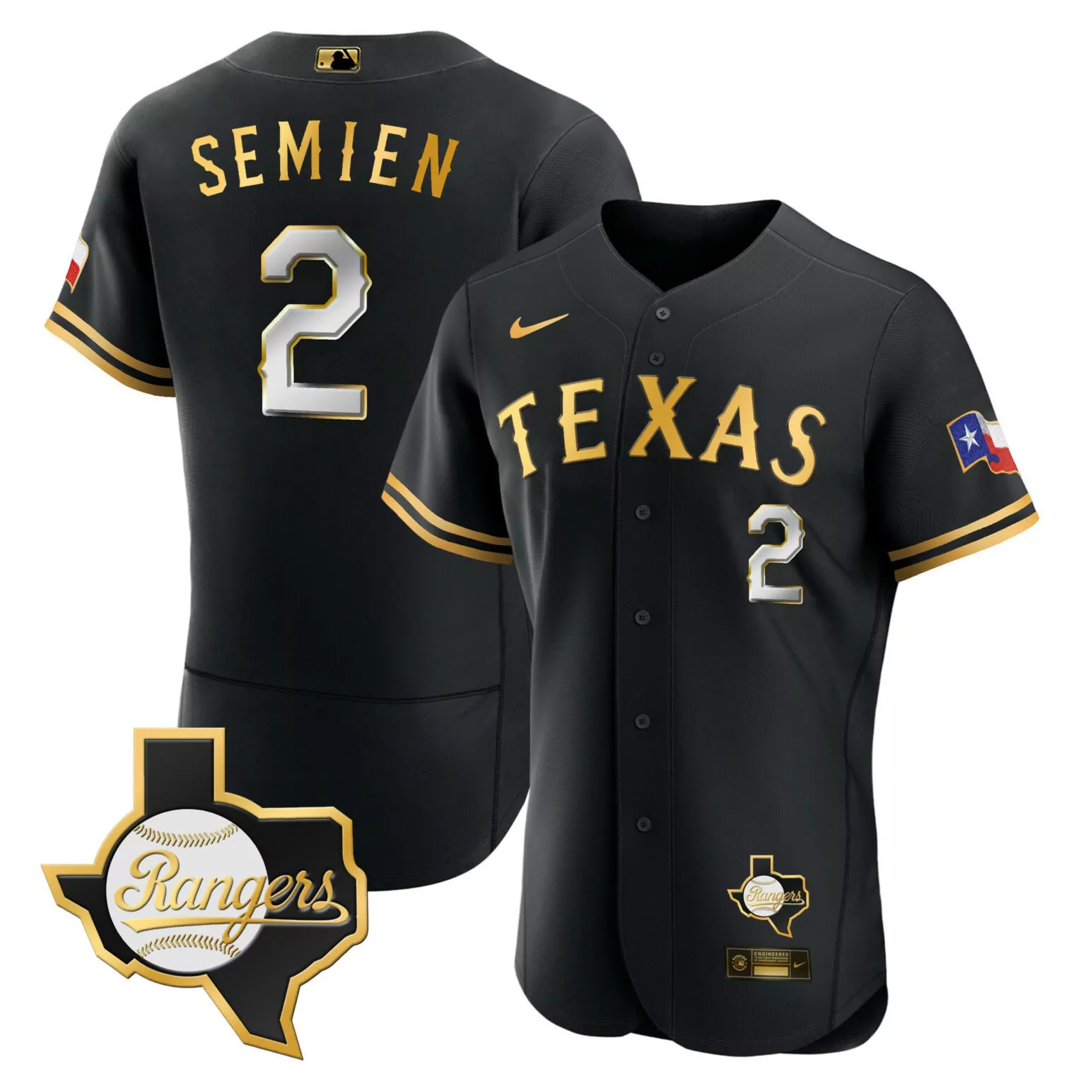 Personalized Black gold marcus semien texas rangers 2023 jersey texas patch all stitched 3787