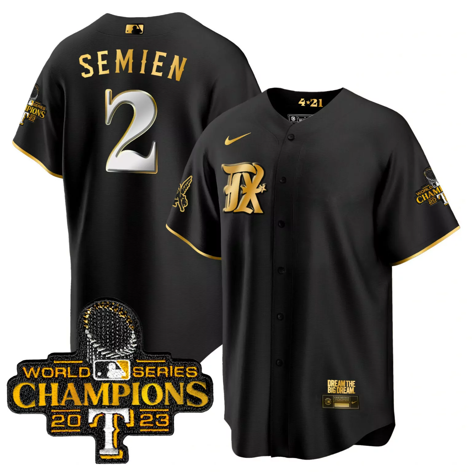Customizable Black gold marcus semien texas rangers 2023 world series champions city connect cool gold jersey all stitched 6567