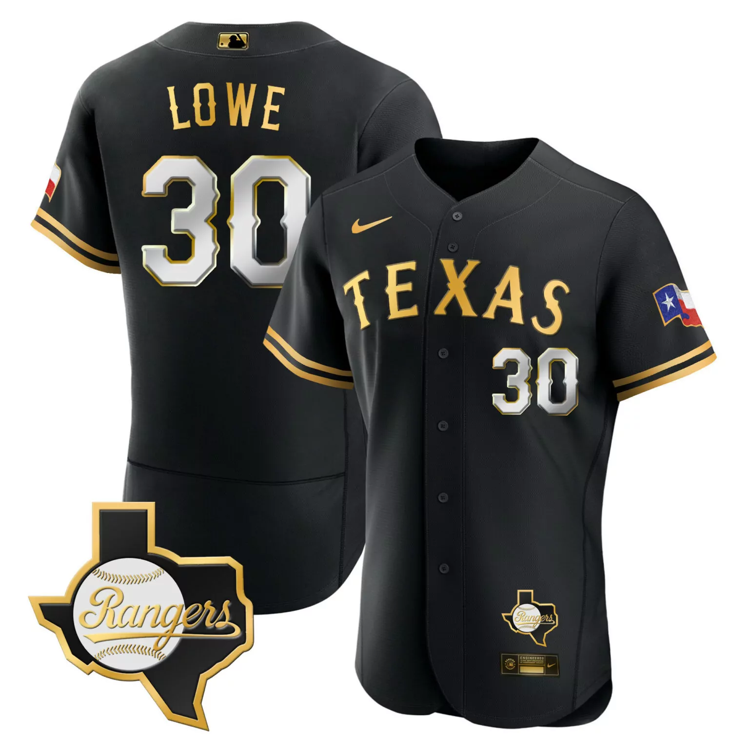 Personalized Black gold nathaniel lowe texas rangers 2023 jersey texas patch all stitched 2150