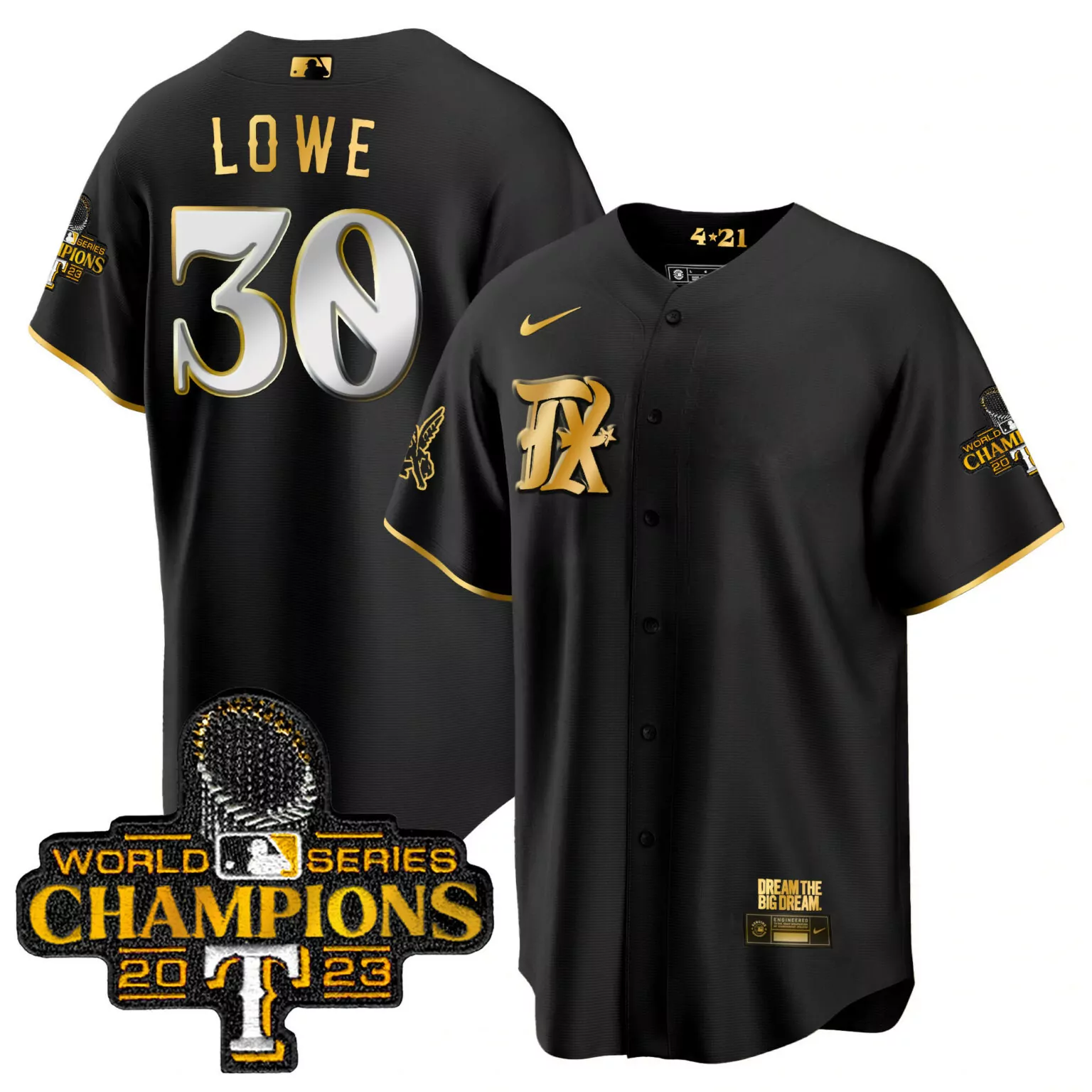 Customizable Black gold nathaniel lowe texas rangers 2023 world series champions city connect cool gold jersey all stitched 3658
