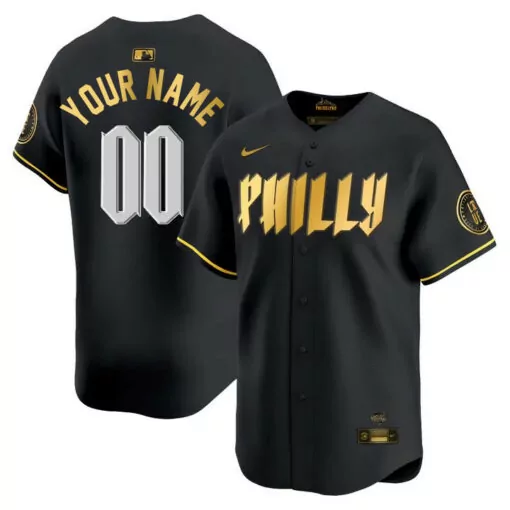 Custom Black gold philadelphia phillies blue 2024 city connect custom jersey 6512