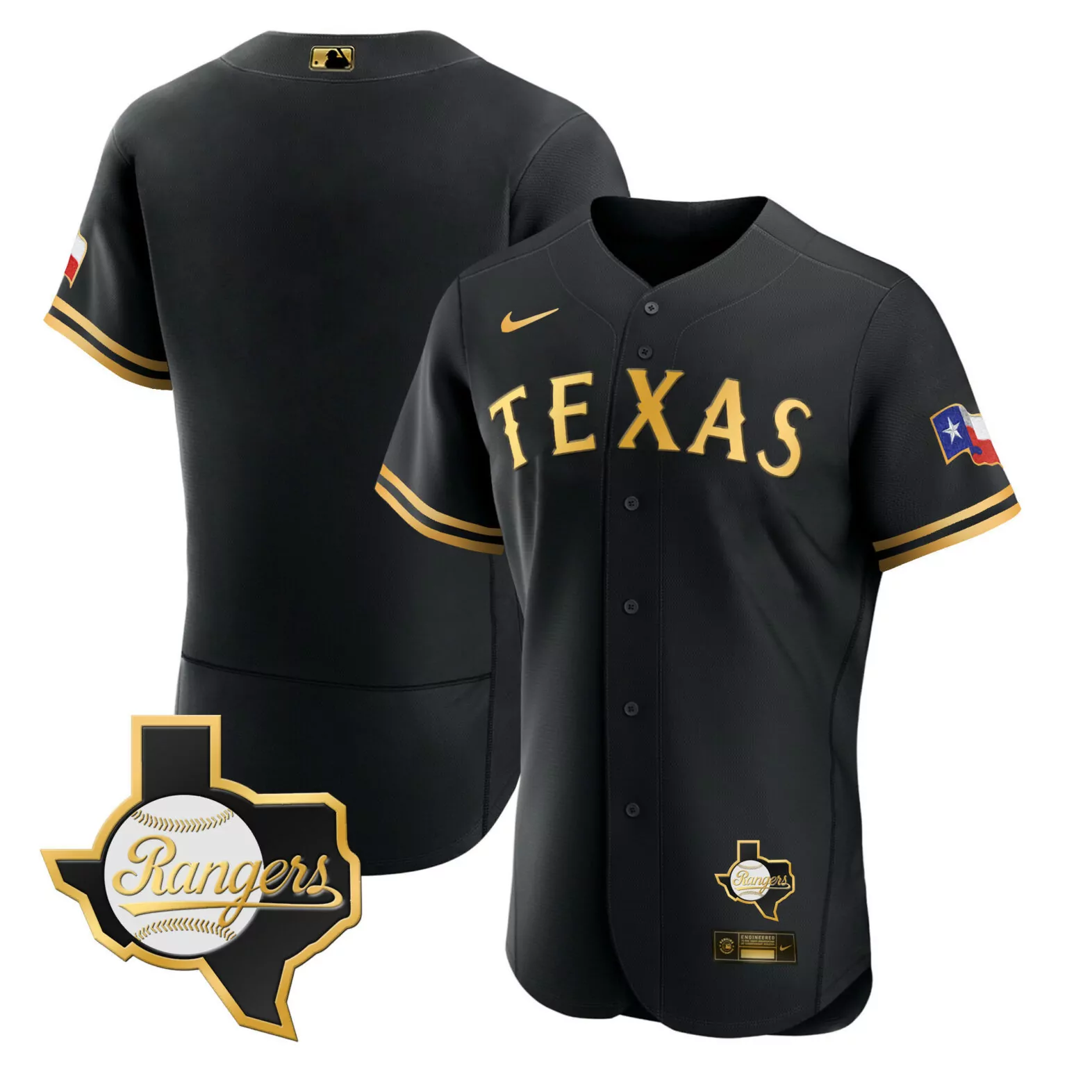 Personalized Black gold team texas rangers 2023 jersey texas patch all stitched 3408