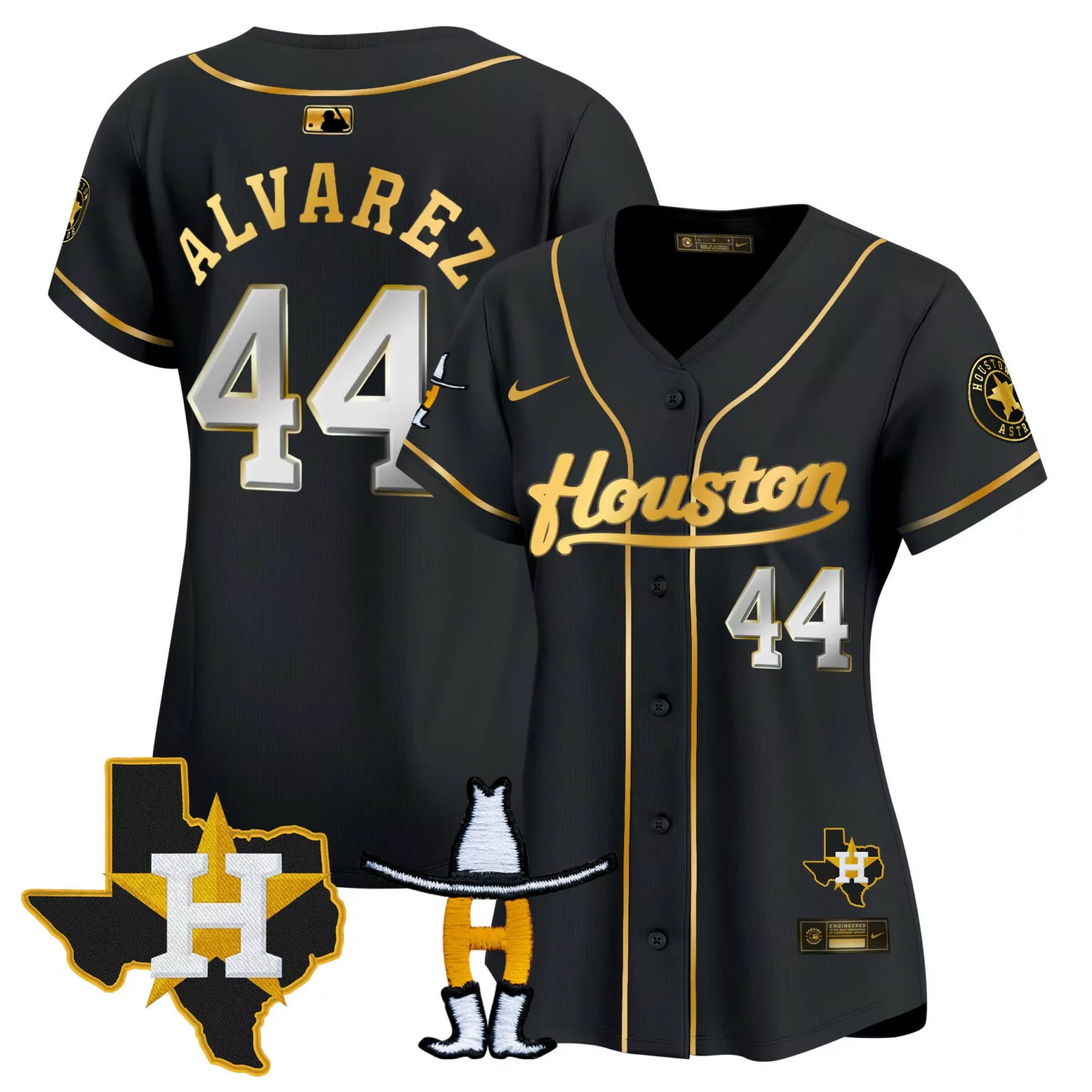 Personalized Black gold yordan alvarez houston astros houston rodeo patch jersey all stitched 6286