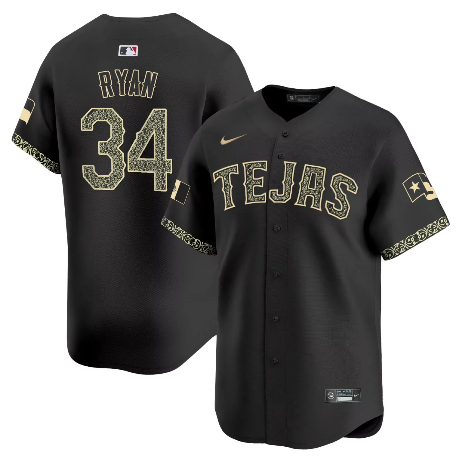Personalized Black heritage nolan ryan texas rangers mexico jersey v2 all stitched 6550