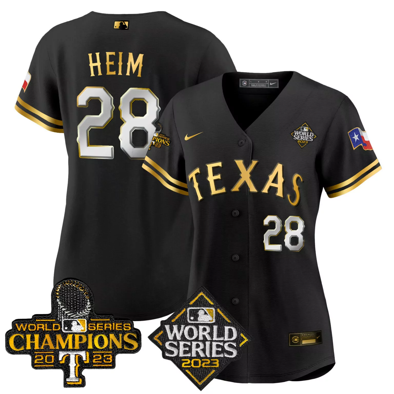 Personalized Black jonah heim texas rangers 2023 world series champions jersey v4 all stitched 9905
