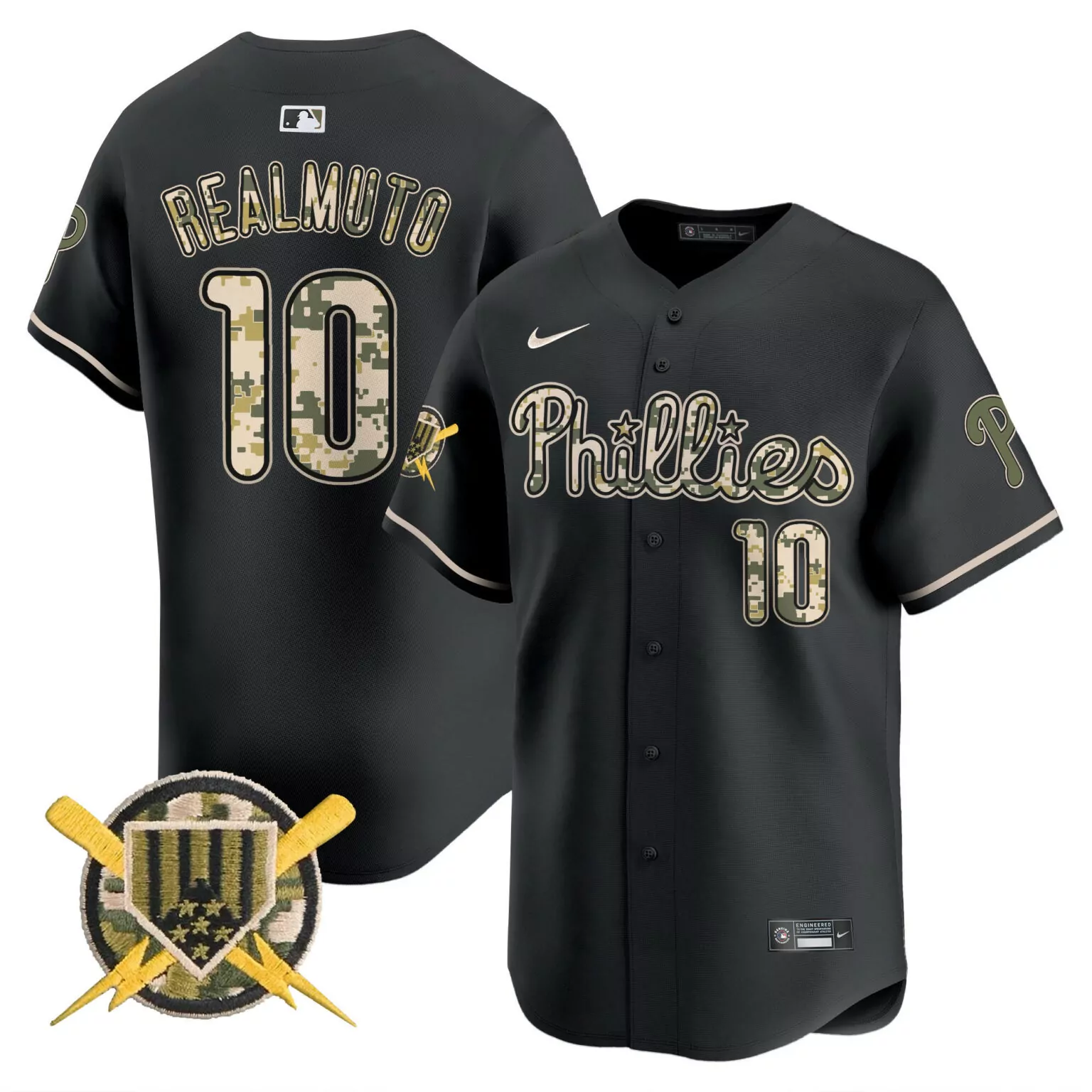 Custom Black jt realmuto philadelphia phillies armed forces day jersey all stitched 7652