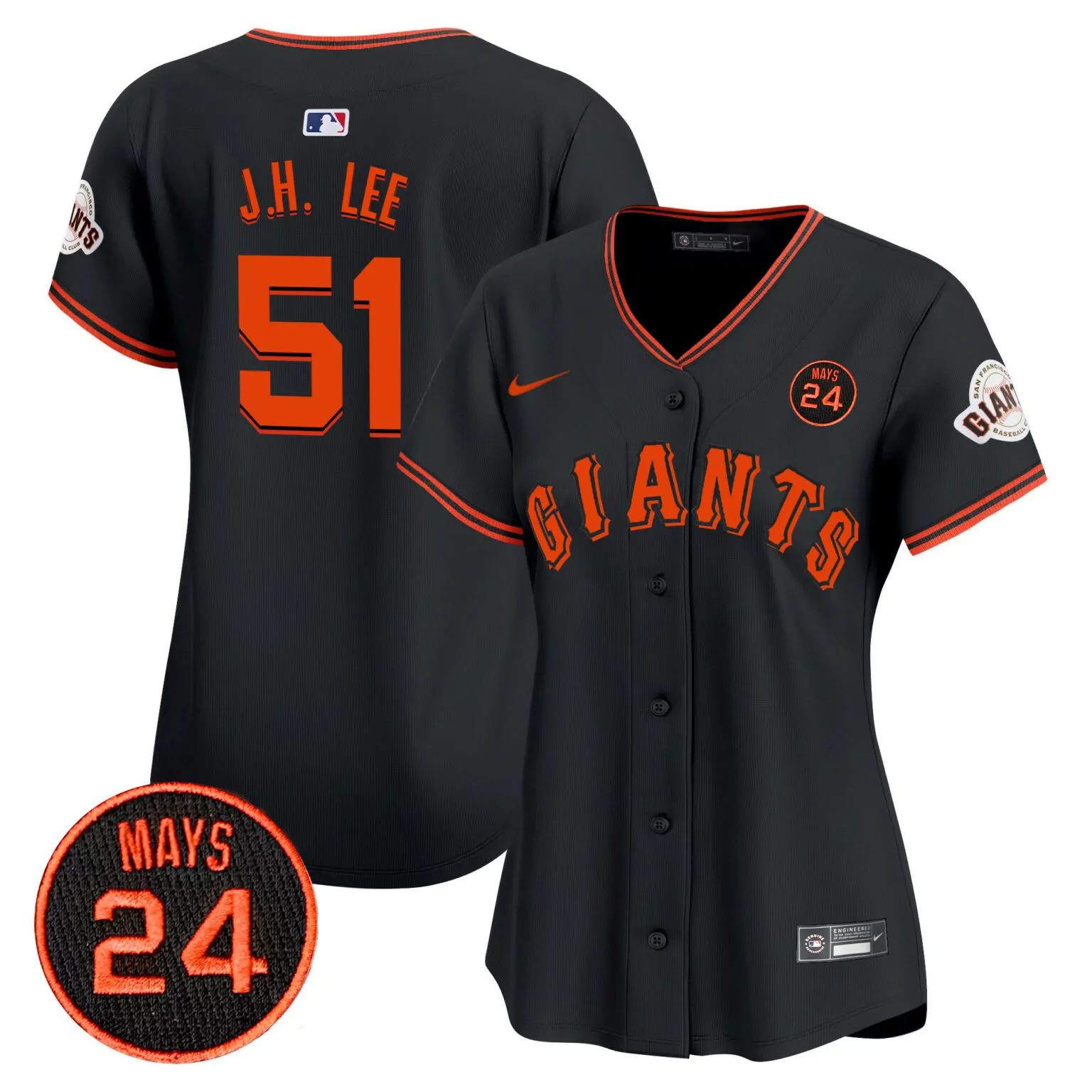 Personalized Black jung hoo lee san francisco giants 2024 willie mays patch jersey v3 all stitched 1418