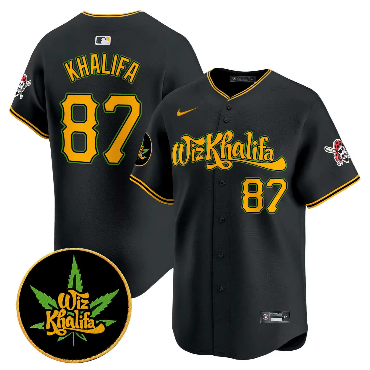 Personalized Black khalifa 1987 pittsburgh pirates wiz khalifa jersey all stitched 3907
