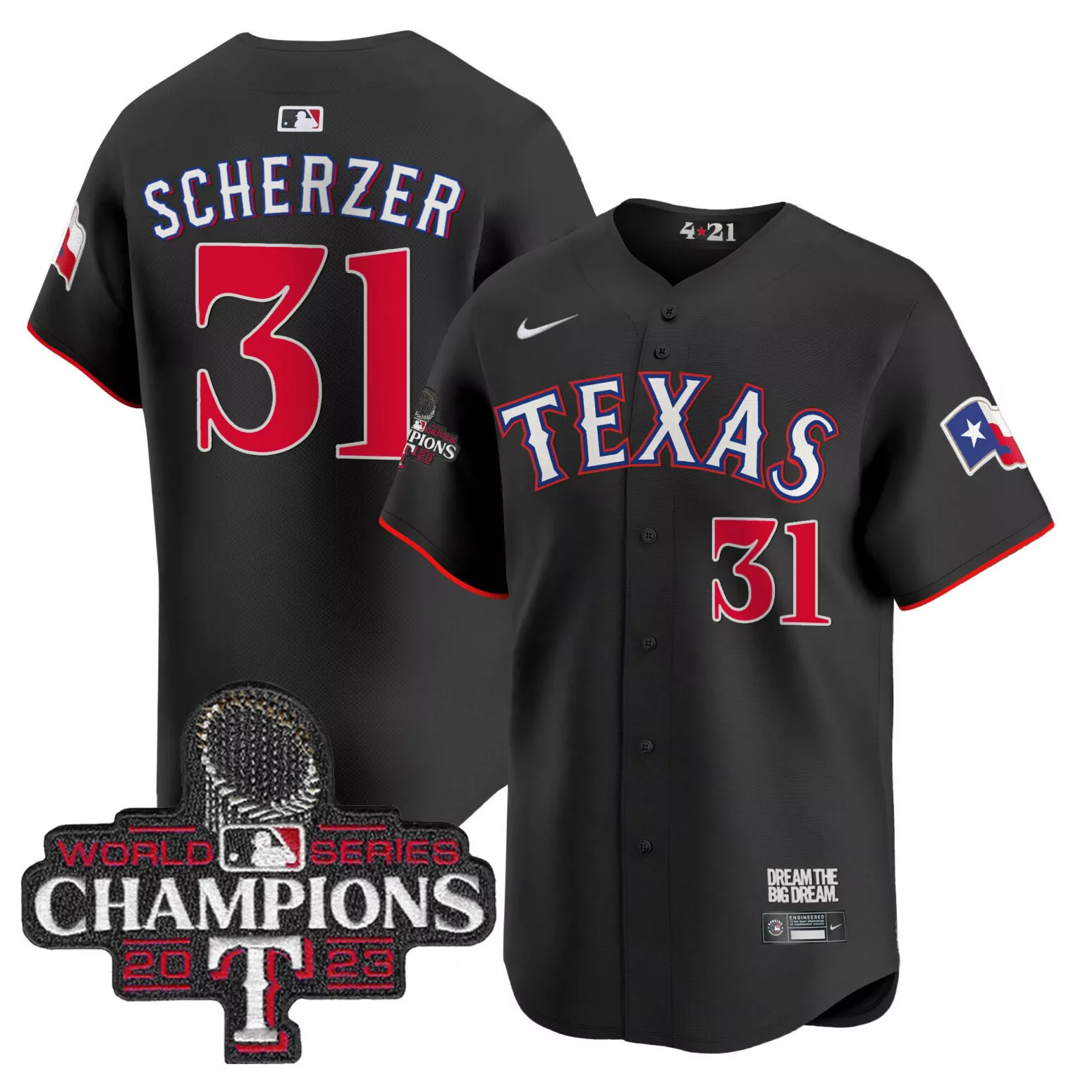 Custom Black max scherzer texas rangers 2023 world series champions city connect jersey all stitched 9993