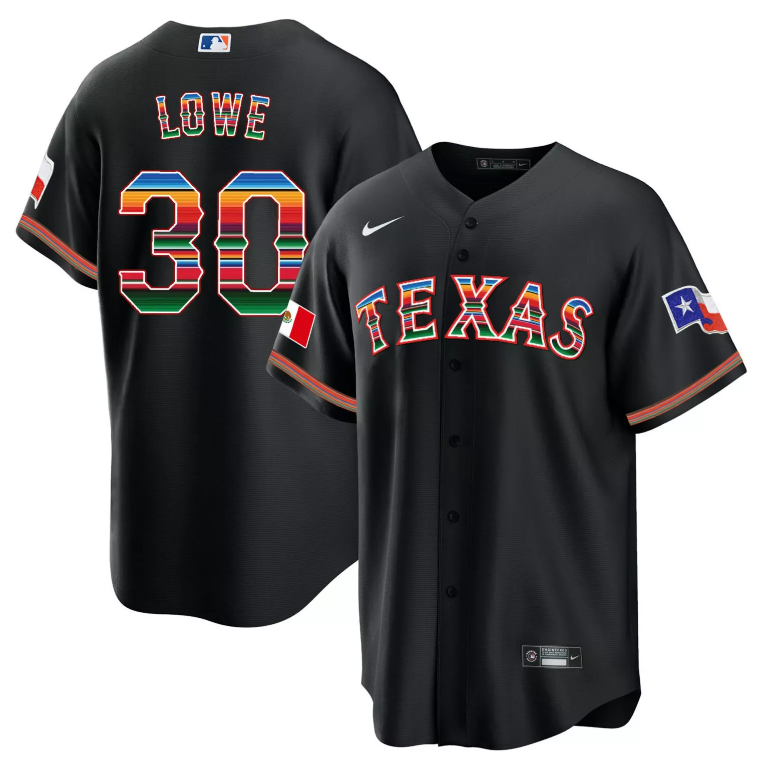 Custom Black nathaniel lowe texas rangers mexican heritage night jersey away all stitched 7019