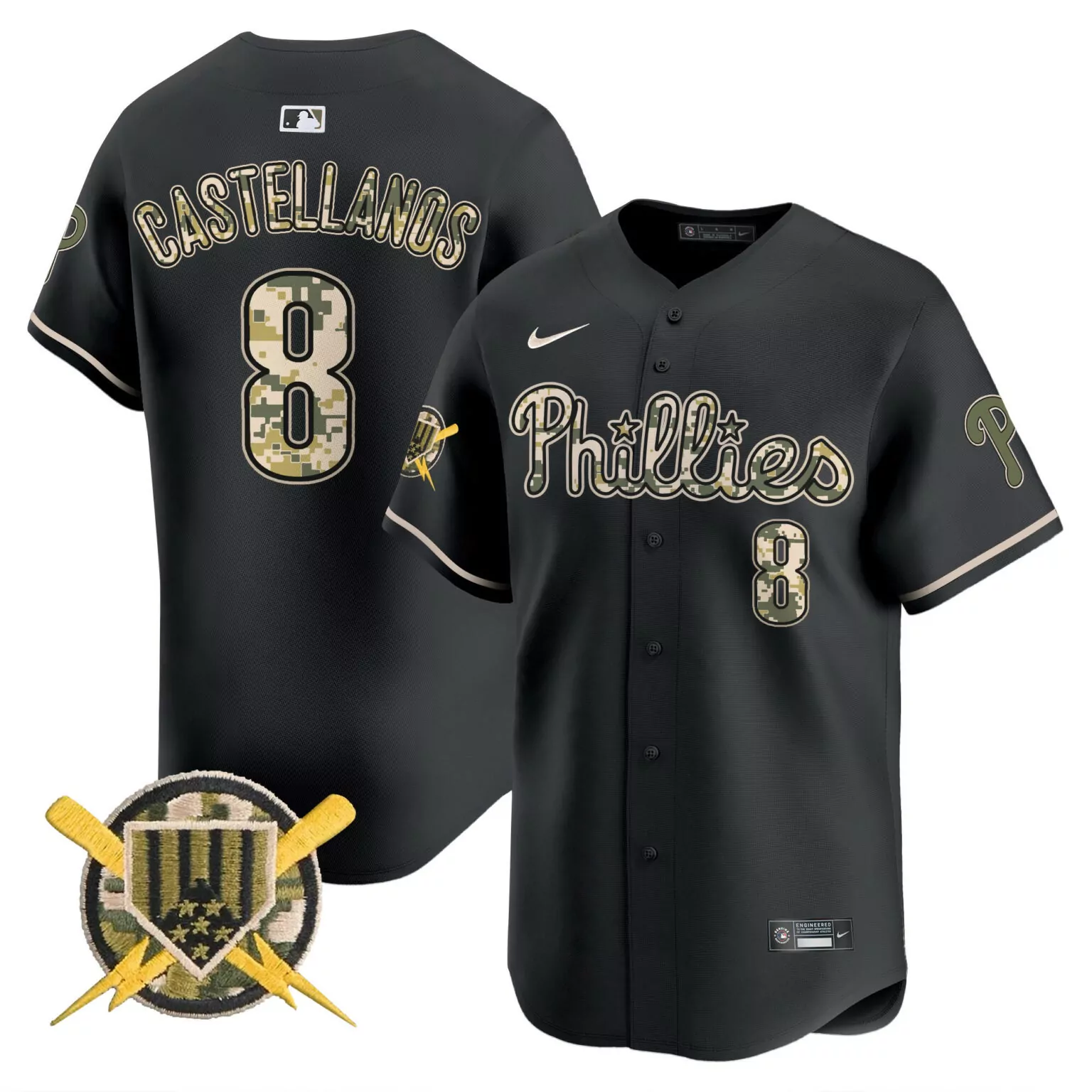 Personalized Black nick castellanos philadelphia phillies armed forces day jersey all stitched 5731