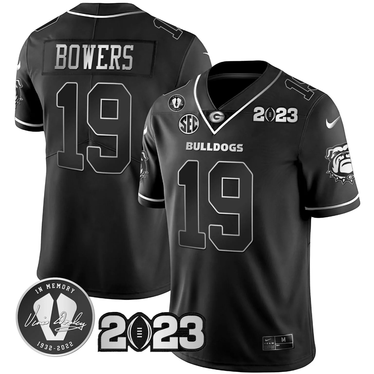 Customizable Black silver brock bowers georgia bulldogs 2023 champions gold jersey all stitched 5902