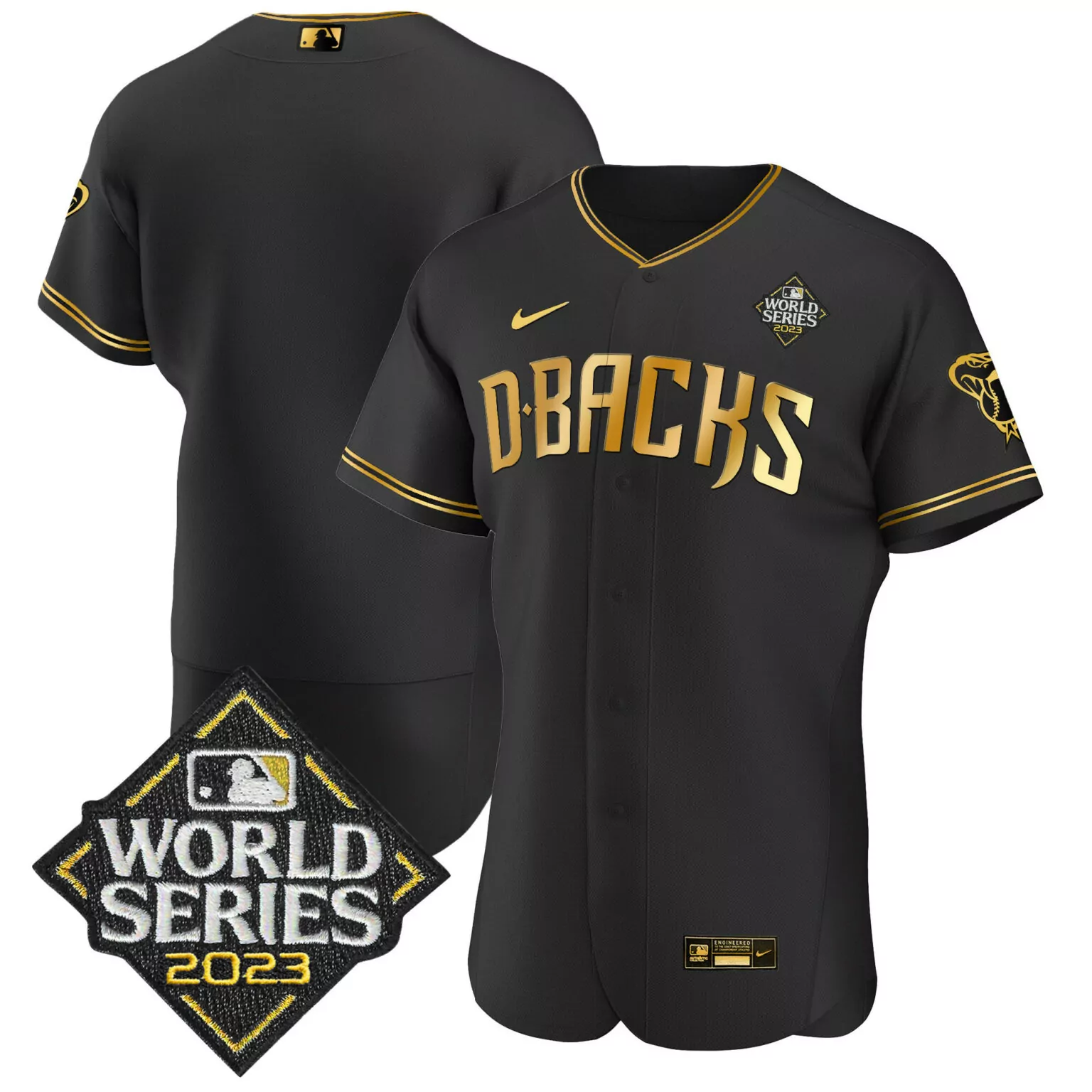 Customizable Black team arizona diamondbacks 2023 world series gold jersey v2 all stitched 7896