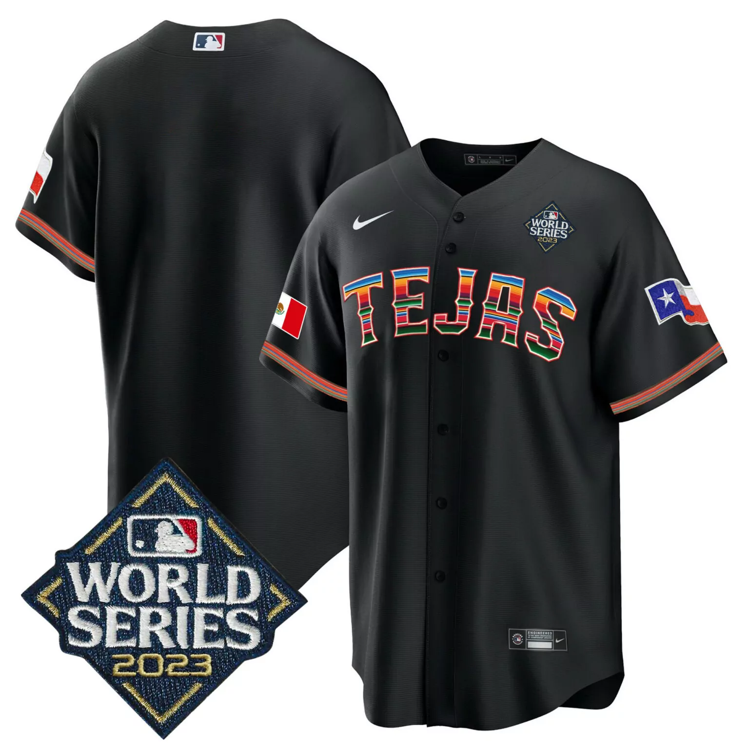 Personalized Black team texas rangers 2023 world series mexico jersey all stitched 3571