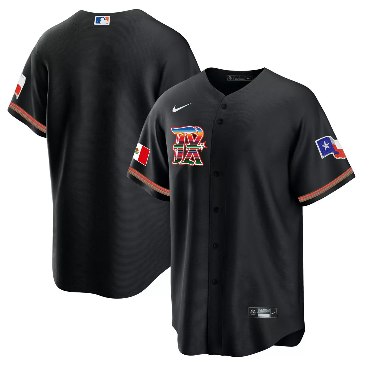 Customizable Black team texas rangers mexican heritage night jersey city connect all stitched 3089