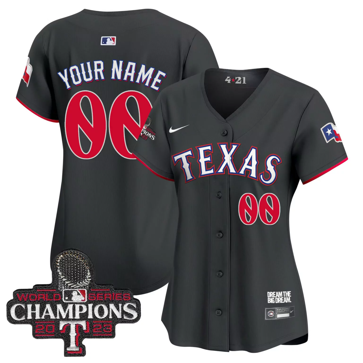 Custom Black texas rangers 2023 world series champions city connect vapor custom jersey all stitched 2507