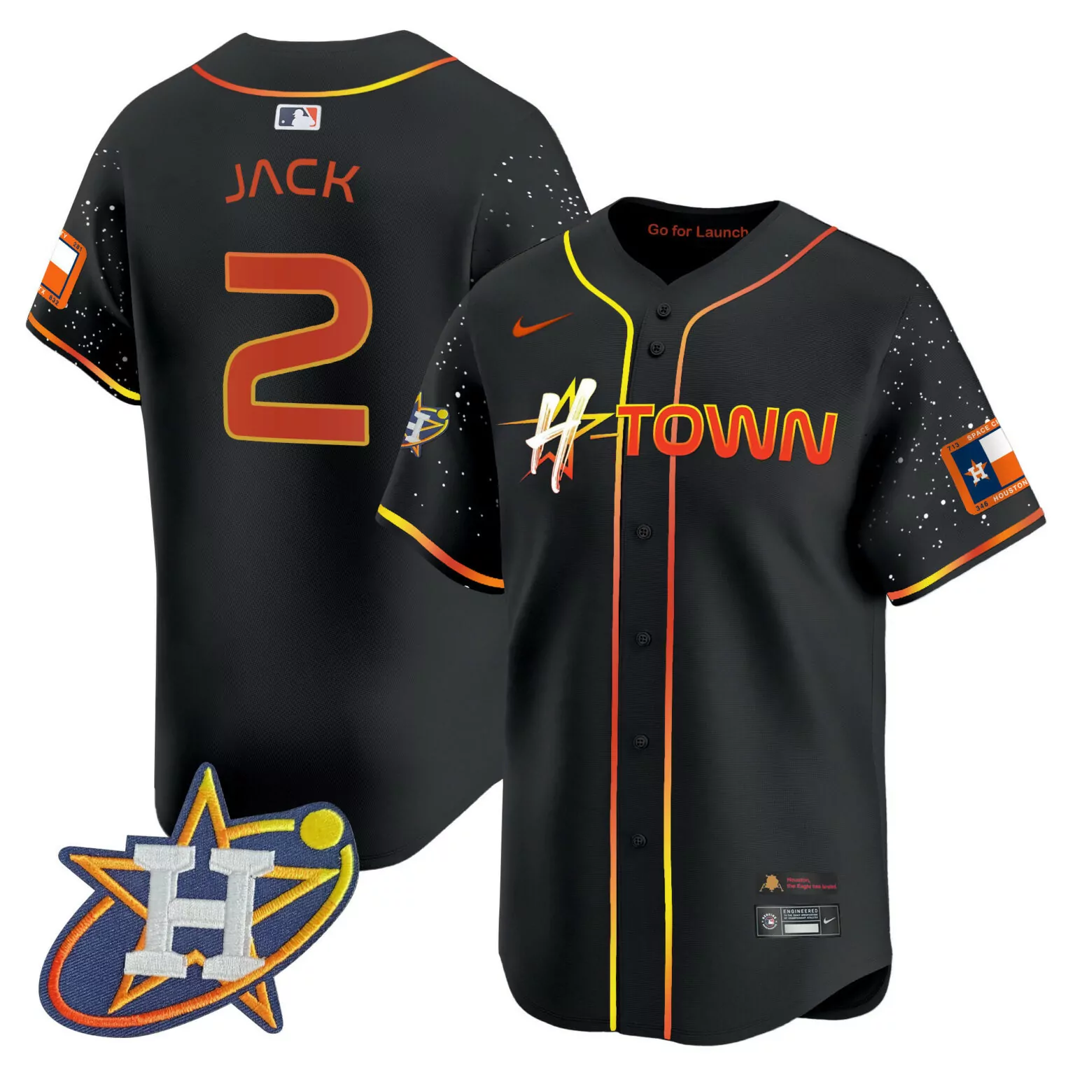 Customizable Black travis scott houston astros 2024 space city h town jersey all stitched 7473