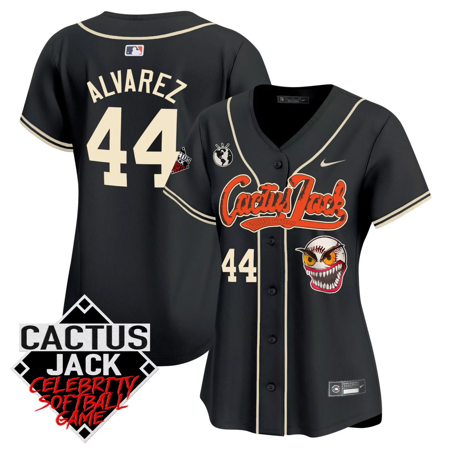 Customizable Black yordan alvarez houston astros cactus jack celebrity softball game patch jersey all stitched 8333