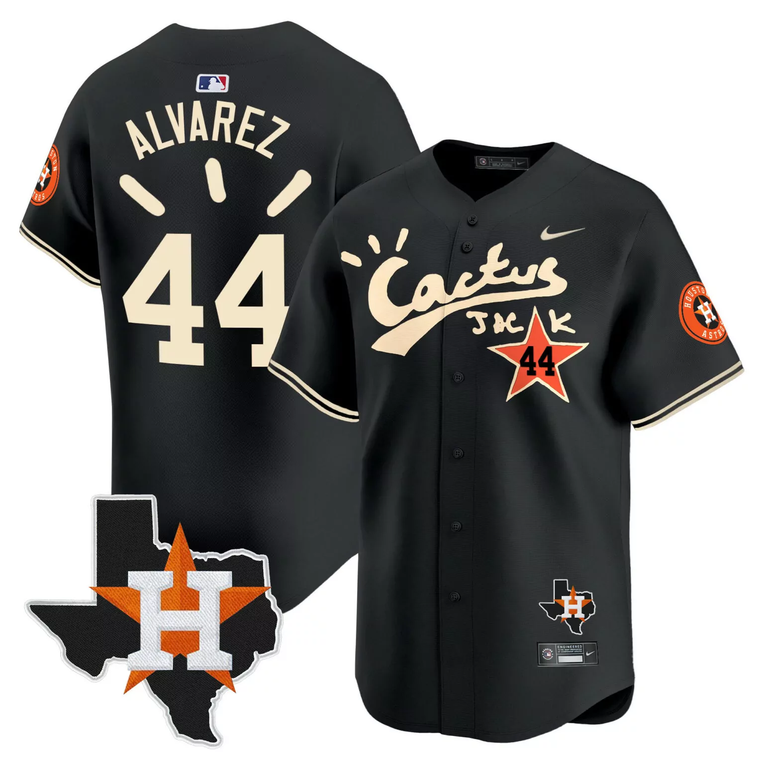 Customizable Black yordan alvarez houston astros cactus jack patch jersey v10 stitched 4561