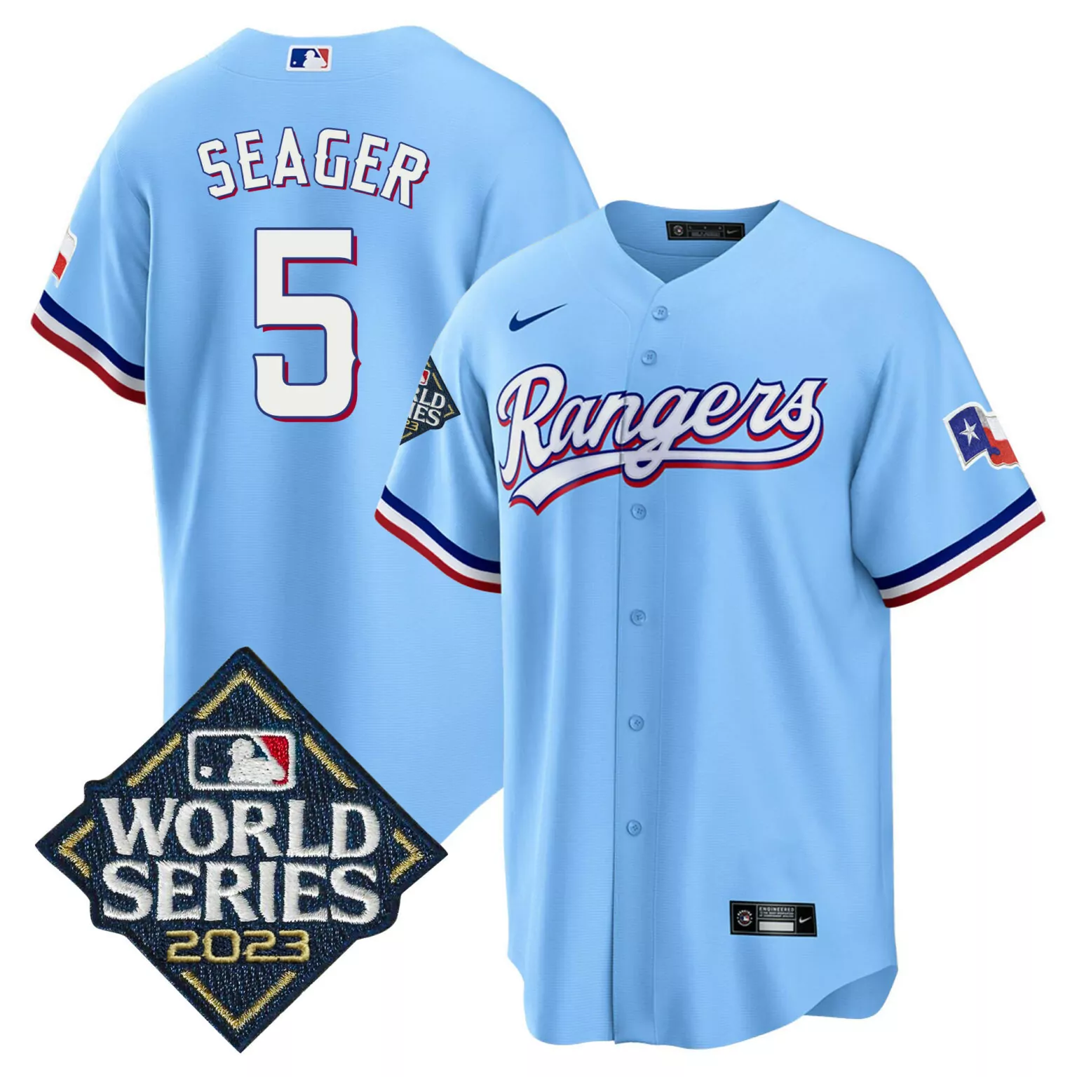 Custom Blue corey seager texas rangers 2023 world series jersey all stitched 2257