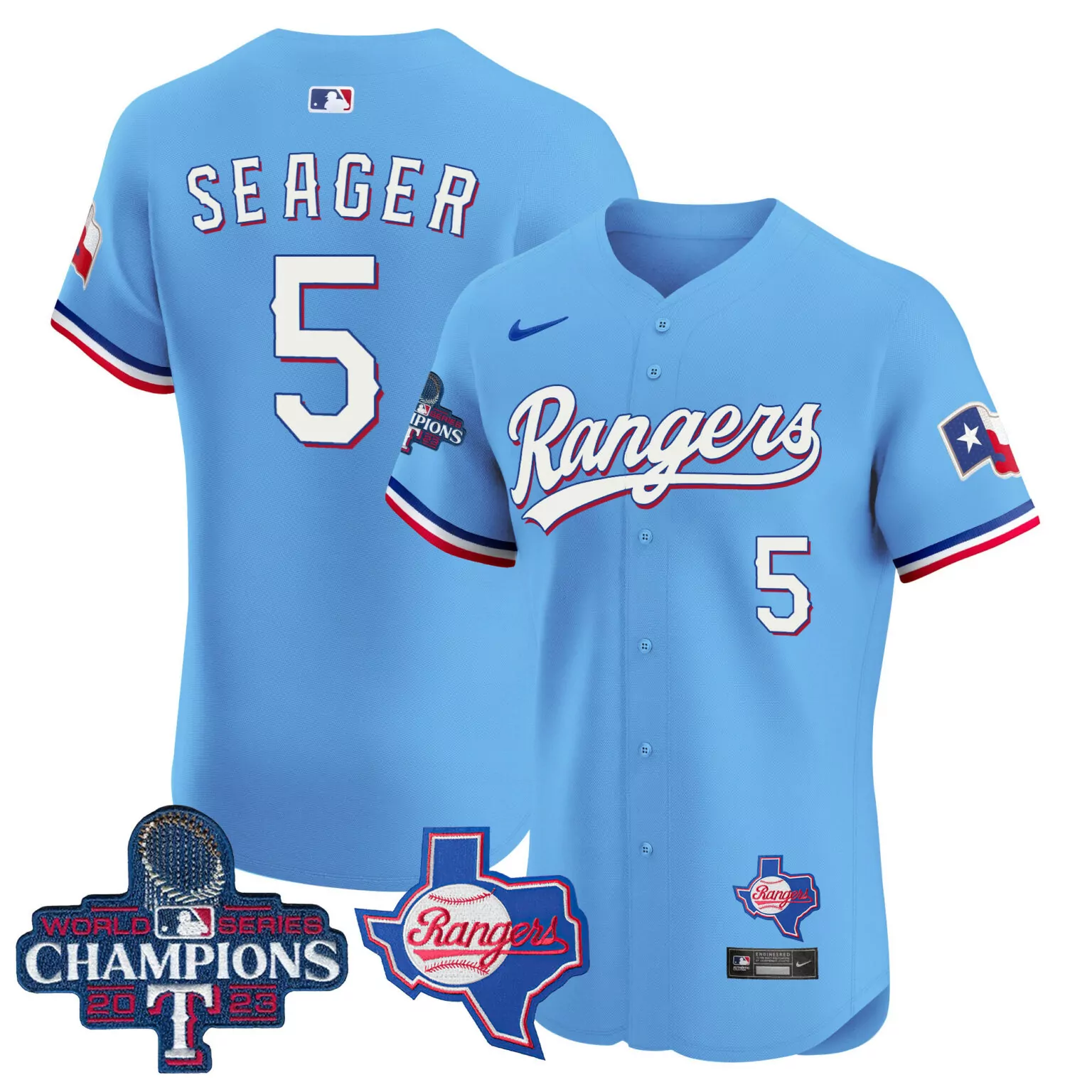 Customizable Blue corey seager texas rangers world series champions jersey v2 all stitched 6184