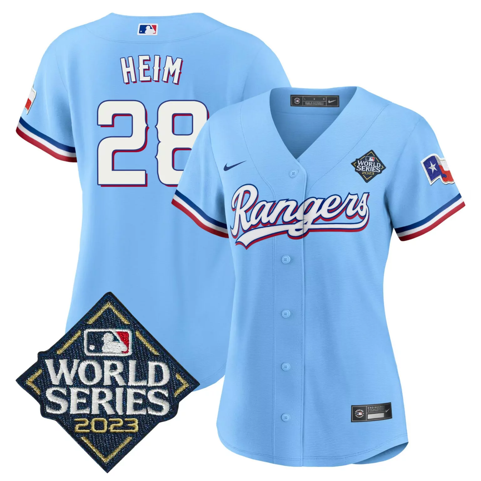 Custom Blue jonah heim texas rangers 2023 world series jersey v2 all stitched 3994