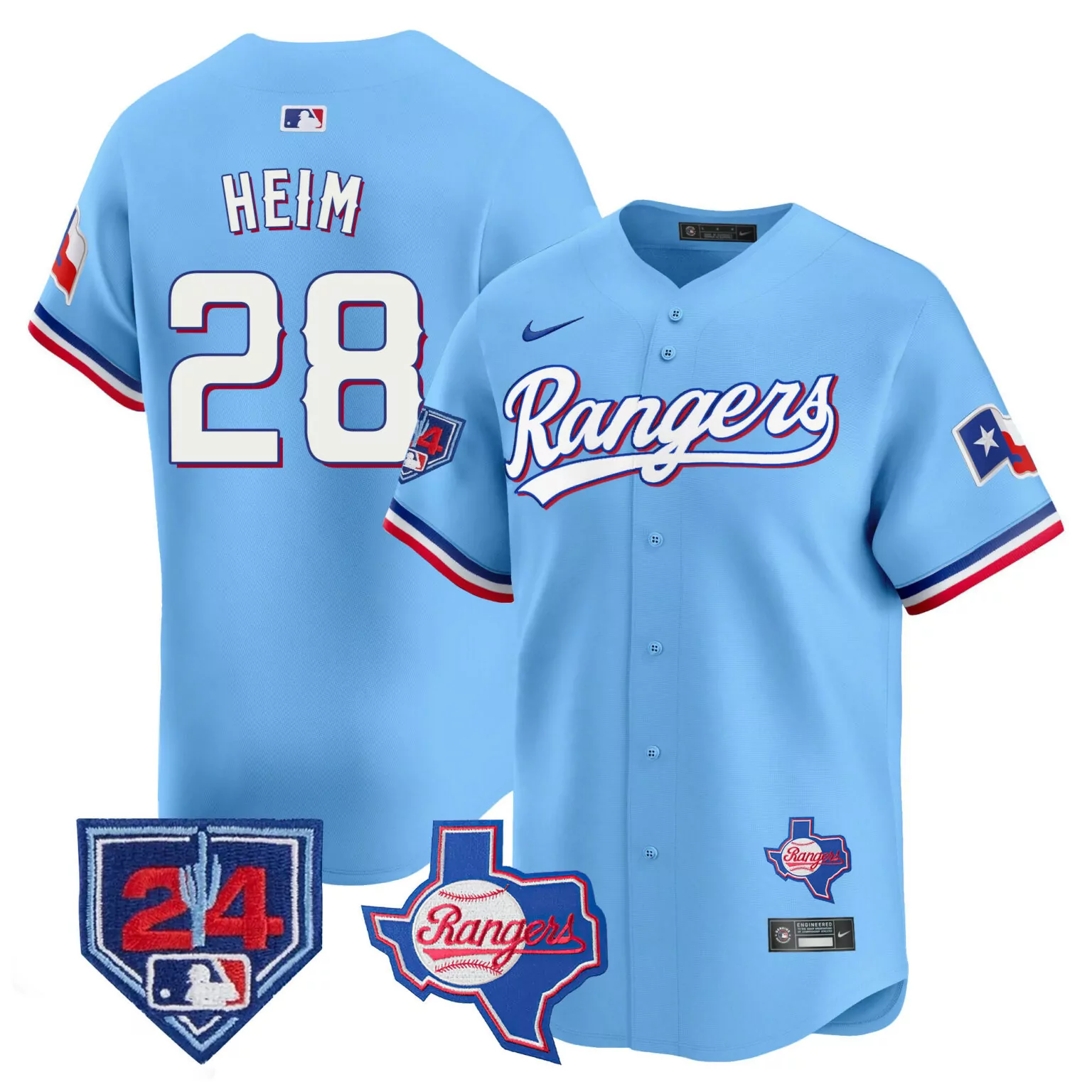 Customizable Blue jonah heim texas rangers 2024 spring training patch jersey all stitched 7763